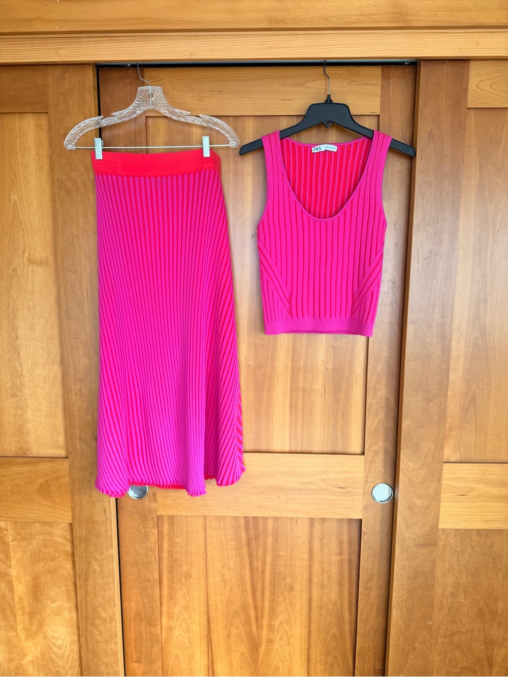 Zara Ribbed Midi Skirt and Top